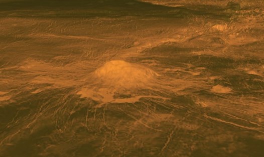 Mô hình 3D cho thấy ngọn núi lửa Idunn Mons trên sao Kim. Ảnh: NASA/JPL-Caltech/ESA