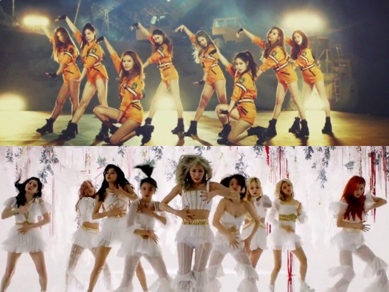 SNSD và TWICE sở hữu nhiều MV với vũ đạo khó nhằn. Ảnh cắt MV.