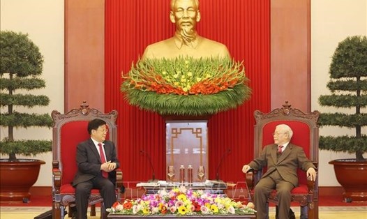 Tổng Bí thư, Chủ tịch Nước Nguyễn Phú Trọng tiếp Bộ trưởng Bộ Công an Trung Quốc Triệu Khắc Chí. Ảnh: TTXVN.