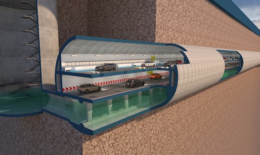 Mô hình mặt cắt ngang hệ thống hầm ngầm khổng lồ chống ngập kết hợp cao tốc ngầm chống ùn tắc nội đô dọc Công viên Tô Lịch (Hà Nội).