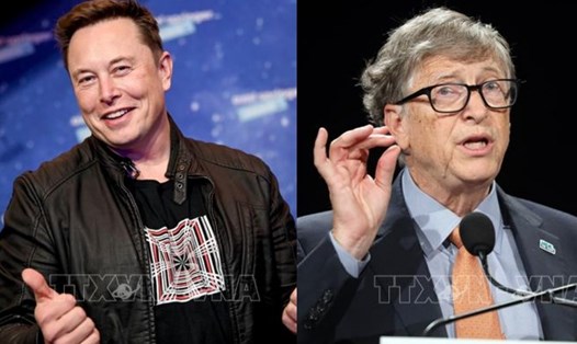 Tỉ phú giàu bậc nhất thế giới Elon Musk và Bill Gates vừa có phát ngôn về tiền điện tử khiến thị trường chao đảo. Ảnh TTXVN
