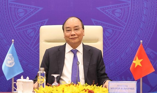 Thủ tướng Nguyễn Xuân Phúc dự phiên thảo luận mở trực tuyến của Hội đồng Bảo an Liên Hợp Quốc ngày 23.2. Ảnh: BNG