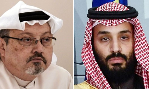 Thái tử Saudi Arabia Mohammed bin Salman (phải) và nhà báo Jamal Khashoggi. Ảnh: AFP.