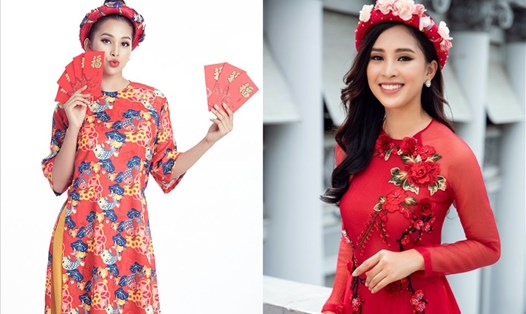 Hoa hậu Việt Nam Tiểu Vy nền nã trong áo dài xuân. Ảnh: NSCC.
