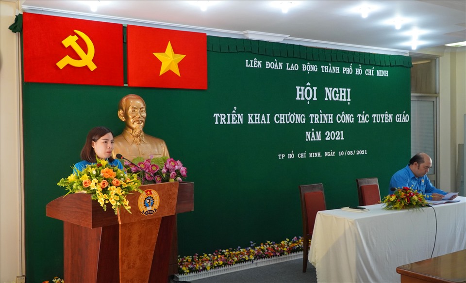 LĐLĐ TPHCM tổ chức triển khai công tác tuyên giáo năm 2021. Ảnh: Chân Phúc