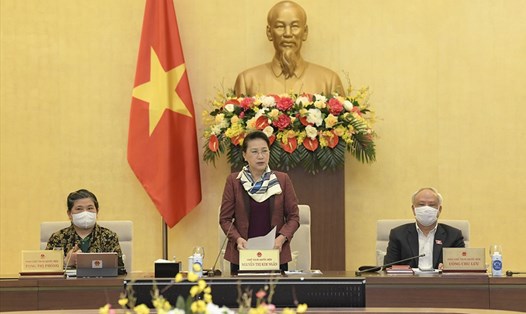 Chủ tịch Quốc hội Nguyễn Thị Kim Ngân phát biểu tại Phiên họp thứ 53 của Uỷ ban Thường vụ Quốc hội. Ảnh: QH.