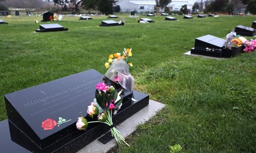 Hoa đặt trên ngôi mộ của các nạn nhân trong vụ tấn công khủng bố ở Christchurch, New Zealand. Ảnh: AFP