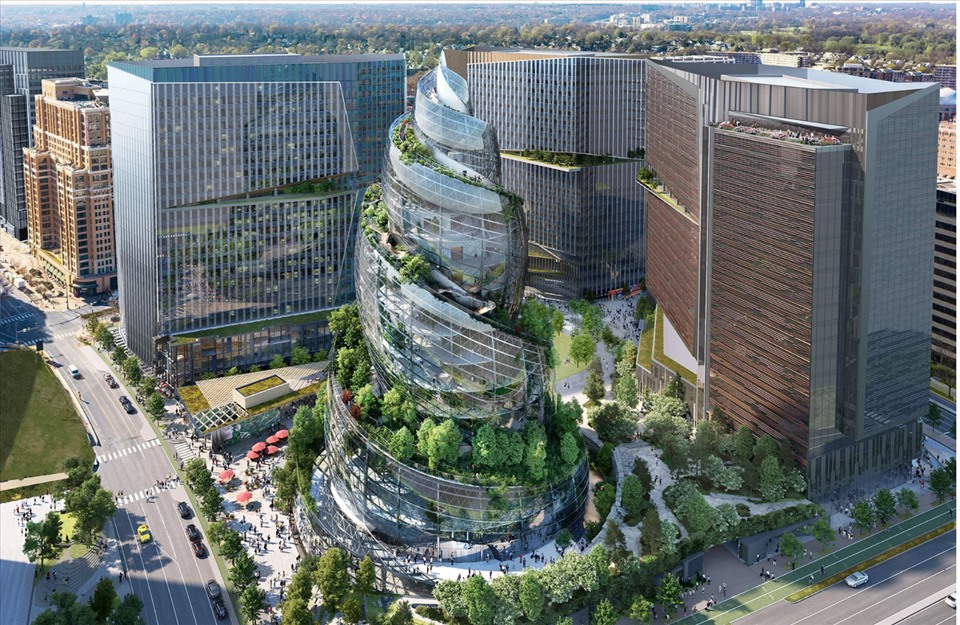 Thiết kết toà nhà Helix - trụ sở mới của Amazon. Ảnh: NBBJ