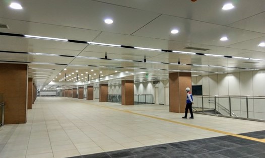 Hầm B1 nhà ga Nhà hát Thành phố của tuyến metro số 1 TPHCM. Ảnh: Minh Quân