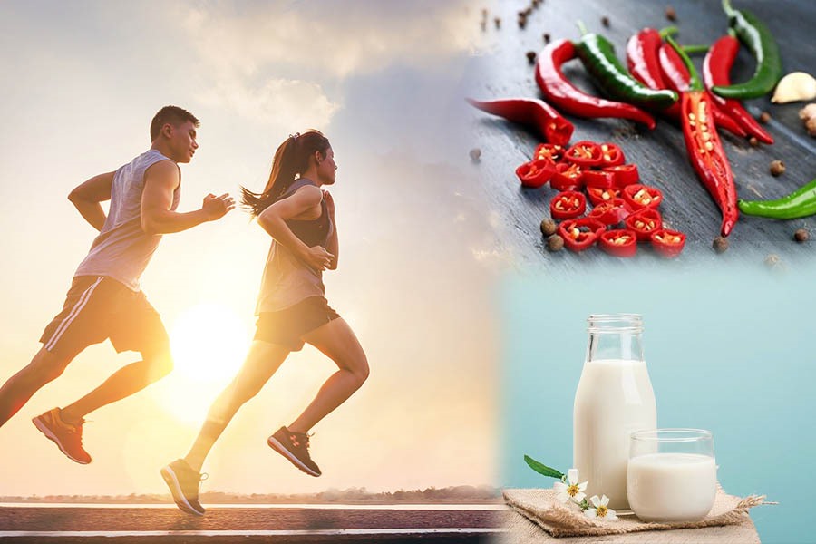 Đồ cay nóng, sữa,.. là những thực phẩm không nên ăn trước khi chạy bộ. Đồ hoạ: Vy Vy