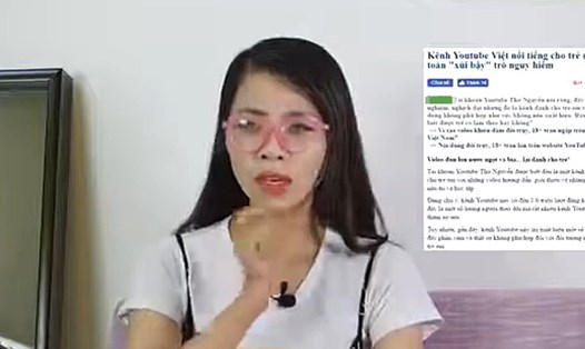 YouTuber Thơ Nguyễn trong một clip phản ứng về bài viết nói về mình. Ảnh cắt từ clip. Thế Lâm.