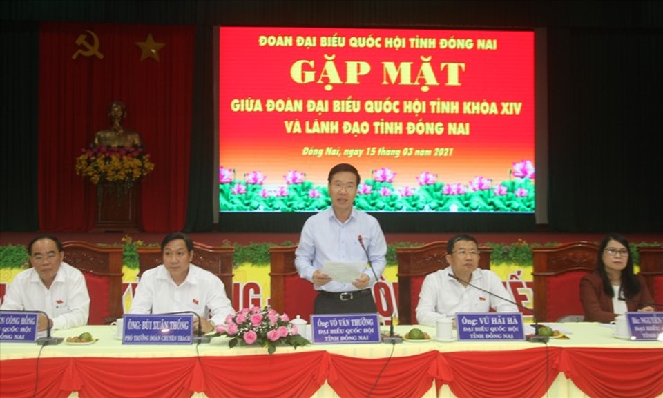 Đồng chí Võ Văn Thưởng, Ủy viên Bộ Chính trị, Thường trực Ban Bí thư phát biểu ý kiến tại buổi gặp mặt. Ảnh: Nguyễn Thiên