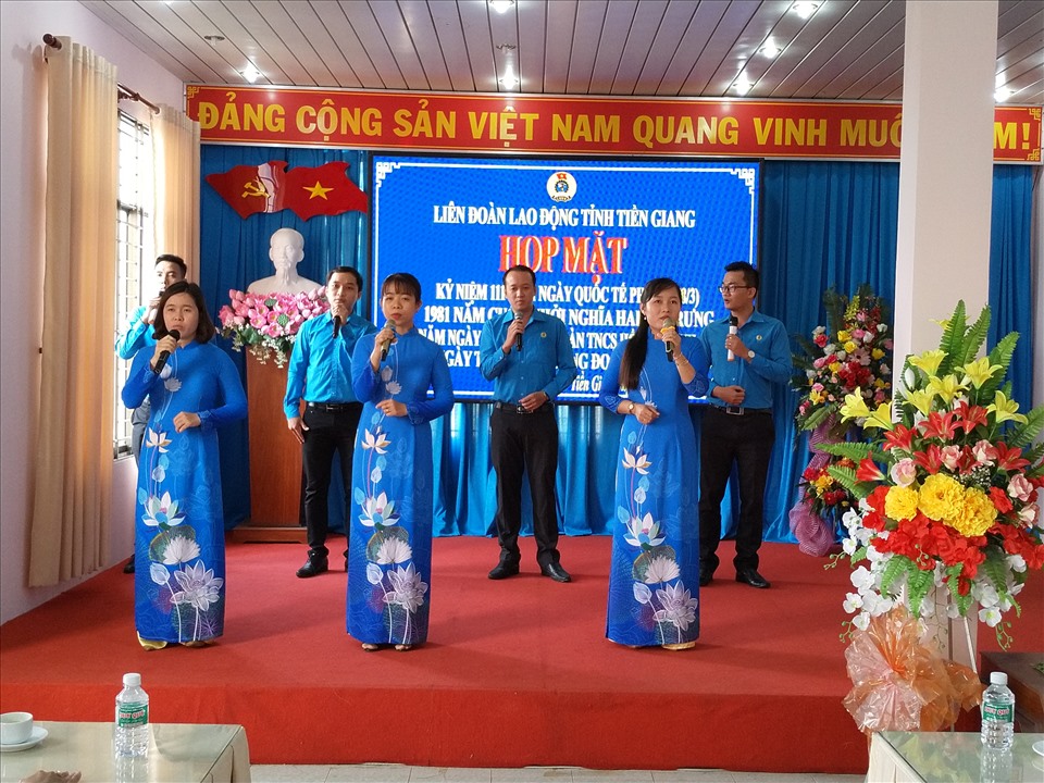Họp mặt nhân ngày truyền thống của tổ chức Công đoàn, Hội LHPN và Đoàn TNCS Hồ Chí Minh tỉnh Tiền Giang. Ảnh: K.Q