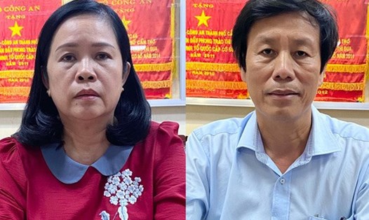 Nguyên Giám đốc sở Y tế Cần Thơ Bùi Thị Lệ Phi (trái) và Giám đốc Sở Y tế Cần Thơ Cao Minh Chu. Ảnh: BCA