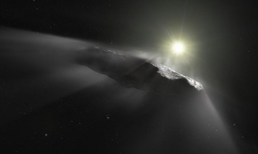 Bức ảnh do Cơ quan Vũ trụ Châu Âu công bố vào ngày 27.6.2018 cho thấy ấn tượng của một nghệ sĩ về vật thể liên sao Oumuamua đầu tiên được phát hiện trong hệ mặt trời. Ảnh: AFP