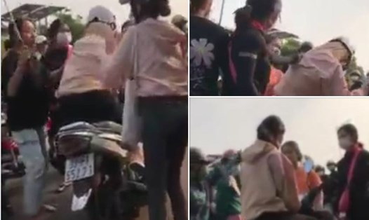Công an huyện Lộc Ninh, tỉnh Bình Phước vào cuộc vụ nhóm người đánh nữ sinh. Ảnh cắt từ video người dân cung cấp