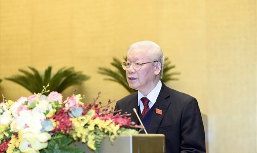 Tổng Bí thư, Chủ tịch Nước Nguyễn Phú Trọng phát biểu tại kỳ họp. Ảnh: Nhật Bắc