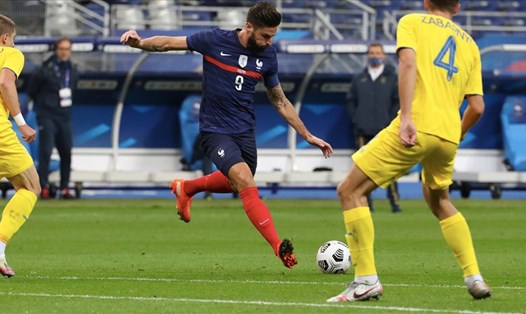 Olivier Giroud và đội tuyển Pháp đã thể hiện sự vượt trội trước Ukraina khi thắng 7-1 ở trận giao hữu vào tháng 10.2020. Ảnh: AFP