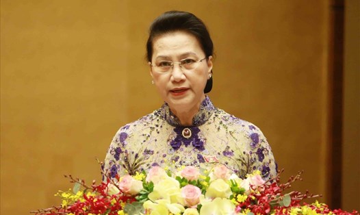 Chủ tịch Quốc hội Nguyễn Thị Kim Ngân phát biểu khai mạc kỳ họp thứ 11 Quốc hội khóa XIV ngày 24.3. Ảnh: TTXVN