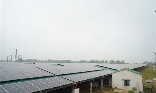Hệ thống điện mặt trời áp mái tại Trang trại tổng hợp Trung Lễ (xã Lâm Trung Thủy-Đức Thọ-Hà Tĩnh). Ảnh: Hải Đăng