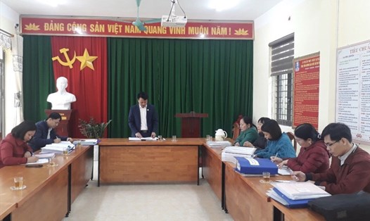 Một buổi làm việc của đoàn kiểm tra Liên đoàn Lao động huyện Tân Yên (tỉnh Bắc Giang). Ảnh: LĐLĐ huyện Tân Yên