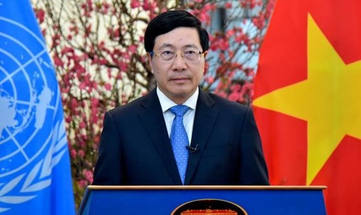 Phó Thủ tướng, Bộ trưởng Ngoại giao Phạm Bình Minh phát biểu tại Phiên họp cấp cao Khóa họp 46 Hội đồng Nhân quyền Liên Hợp Quốc ngày 22.2.2021. Nguồn: BNG