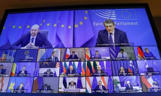 Hội nghị thượng đỉnh EU diễn ra theo hình thức trực tuyến trong 2 ngày 25 và 26.3. Ảnh: AFP