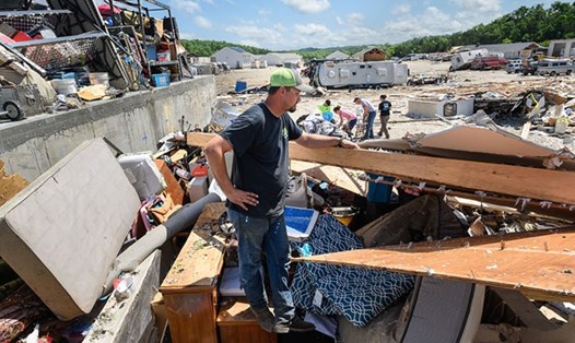 Cảnh tượng tan hoang tại bang Missouri sau lốc xoáy năm 2019. Ảnh: AFP