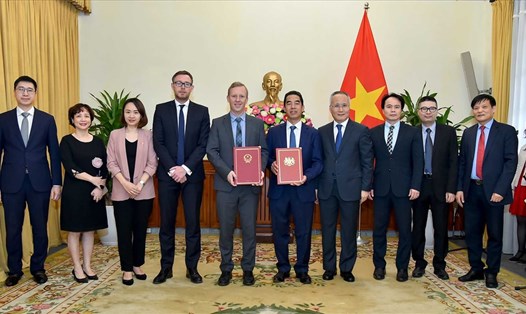 Lễ trao đổi công hàm Hiệp định thương mại tự do giữa Việt Nam và Vương quốc Anh đã diễn ra ngày 26.3 tại trụ sở Bộ Ngoại giao Việt Nam. Ảnh: Bộ Ngoại giao