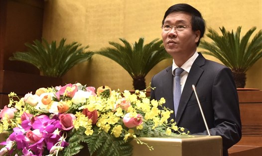 Uỷ viên Bộ Chính trị, Thường trực Ban Bí thư Võ Văn Thưởng phát biểu tại hội nghị. Ảnh: Hải Nguyễn