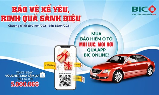 BIC gửi tặng khách hàng chương trình ưu đãi “Bảo vệ xế yêu, rinh quà sành điệu” khi mua bảo hiểm vật chất ô tô qua ứng dụng BIC Online. Ảnh: BIC