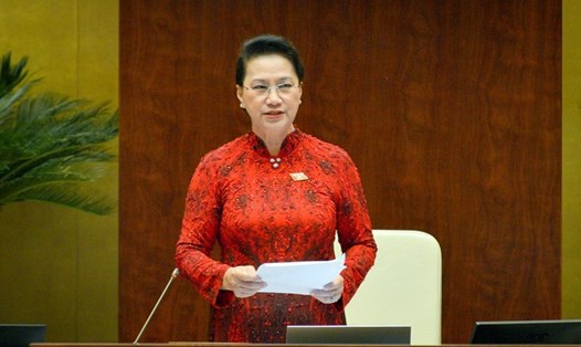 Ngày 30.3, Quốc hội thực hiện quy trình miễn nhiệm Chủ tịch Quốc hội, Chủ tịch Hội đồng bầu cử quốc gia đối với bà Nguyễn Thị Kim Ngân. Ảnh: Quốc hội