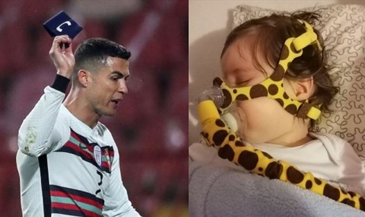 Chiếc băng đội trưởng mà Cristiano Ronaldo ném đi trong lúc tức giận rất có thể sẽ... cứu mạng một em bé người Serbia. Ảnh: Marca