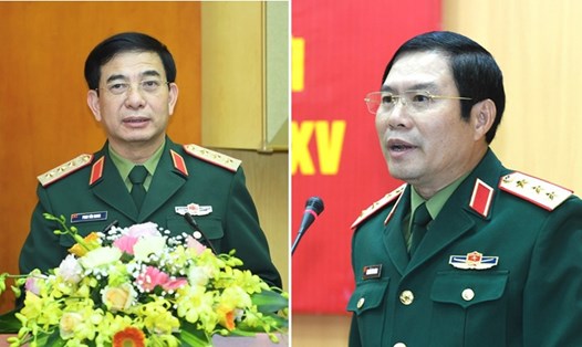 Thượng tướng Phan Văn Giang và Thượng tướng Nguyễn Tân Cương được giới thiệu để ứng cử đại biểu Quốc hội khoá XV. Ảnh BQP