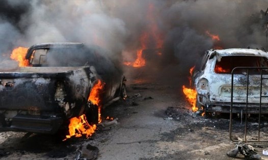 Một vụ đánh bom xe ở Syria. Ảnh: AFP