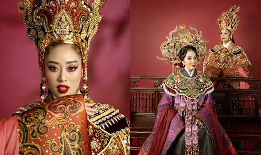 Hoa hậu Khánh Vân và NSND Bạch Tuyết kết hợp trong bộ ảnh mới. Ảnh: NSCC.
