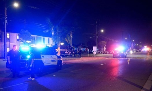 Hiện trường vụ nổ súng khiến 4 người thiệt mạng ở quận Orange, California, Mỹ. Ảnh: AFP
