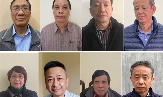 Các bị can trong vụ án sai phạm xảy ra tại Công ty Gang thép Thái Nguyên và một số đơn vị liên quan. Ảnh: Bộ Công an.