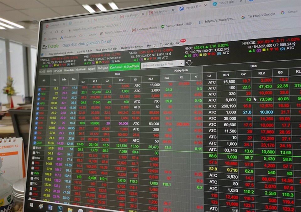 Tổng thanh khoản thị trường chứng khoán vượt mức 1 tỉ USD trong phiên ngày 12.4. Ảnh minh họa: Thế Lâm