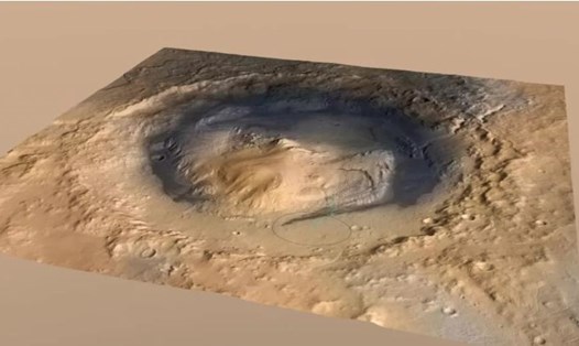 Núi Sharp bên trong miệng núi lửa Gale trên sao Hỏa đã tìm thấy bằng chứng chứng minh hành tinh đỏ không mất nước cùng một lúc. Ảnh: NASA