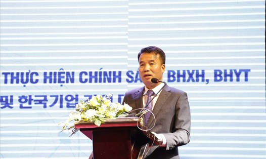 Ông Nguyễn Thế Mạnh - Tổng Giám đốc BHXH Việt Nam - phát biểu tại hội nghị. Ảnh: BHXH