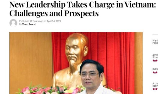 Thủ tướng Việt Nam Phạm Minh Chính qua ảnh chụp màn hình bài viết trên trang Modern Diplomacy. Nguồn: Modern Diplomacy