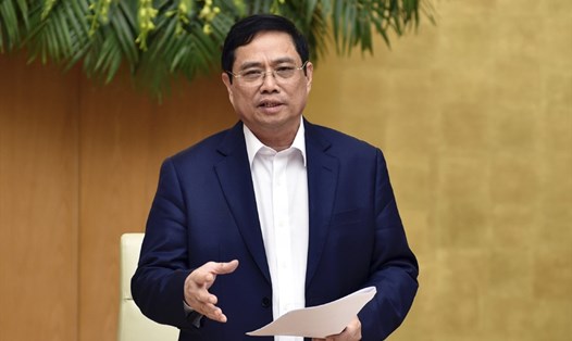 Thủ tướng Phạm Minh Chính phát biểu kết luận phiên họp Chính phủ ngày 15.4. Ảnh: Nhật Bắc