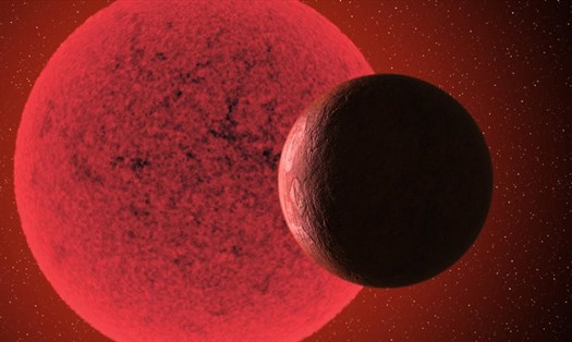 Ảnh siêu trái đất trên quỹ đạo quay quanh ngôi sao lùn đỏ GJ-740. Ảnh: Viện nghiên cứu Instituto de Astrofísica de Canarias (IAC).
