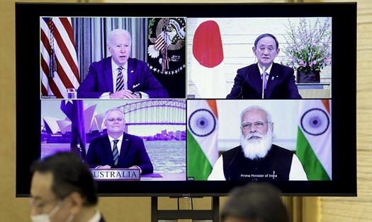 Cuộc họp thượng đỉnh nhóm "Bộ tứ" theo hình thức trực tuyến hôm 12.3. Ảnh: AFP