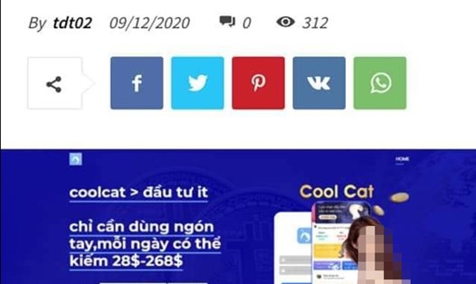 Một quảng cáo về ứng dụng đầu tư Coolcat.