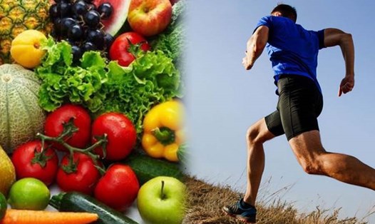 Ăn rau xanh, hoa quả và tập luyện thường  xuyên giúp giảm cholesterol xấu. Đồ hoạ: Vy Vy