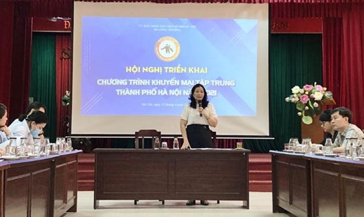 Quyền Giám đốc Sở Công thương Hà Nội Trần Thị Phương Lan phát biểu tại Hội nghị. Ảnh: HN