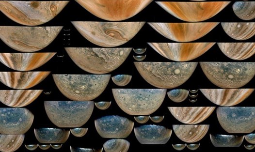 Ảnh siêu bão sao Mộc do tàu vũ trụ Juno của NASA chụp trong hoạt động gần đây. Ảnh: NASA.