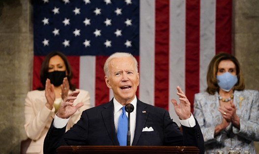 Tổng thống Joe Biden đọc thông điệp liên bang. Ảnh: AFP